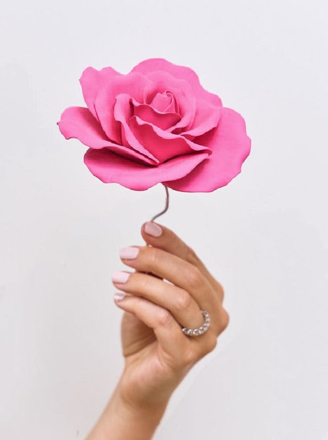 pink rose cake topper