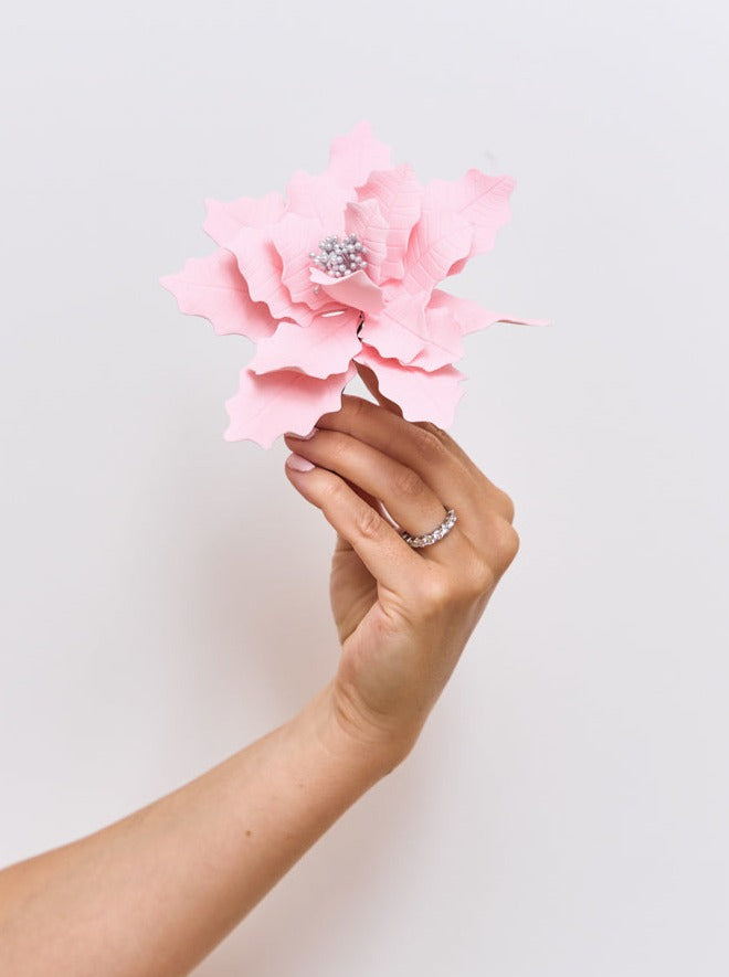 pink poinsettia cake topper